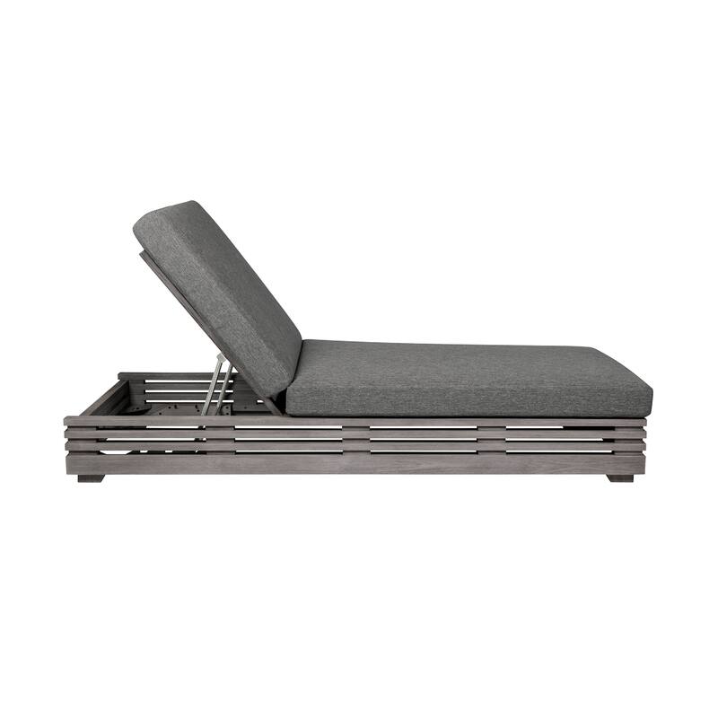 Hida Chaise Lounge Chair, Gray Eucalyptus, Olefin Cushions, 82 Inch