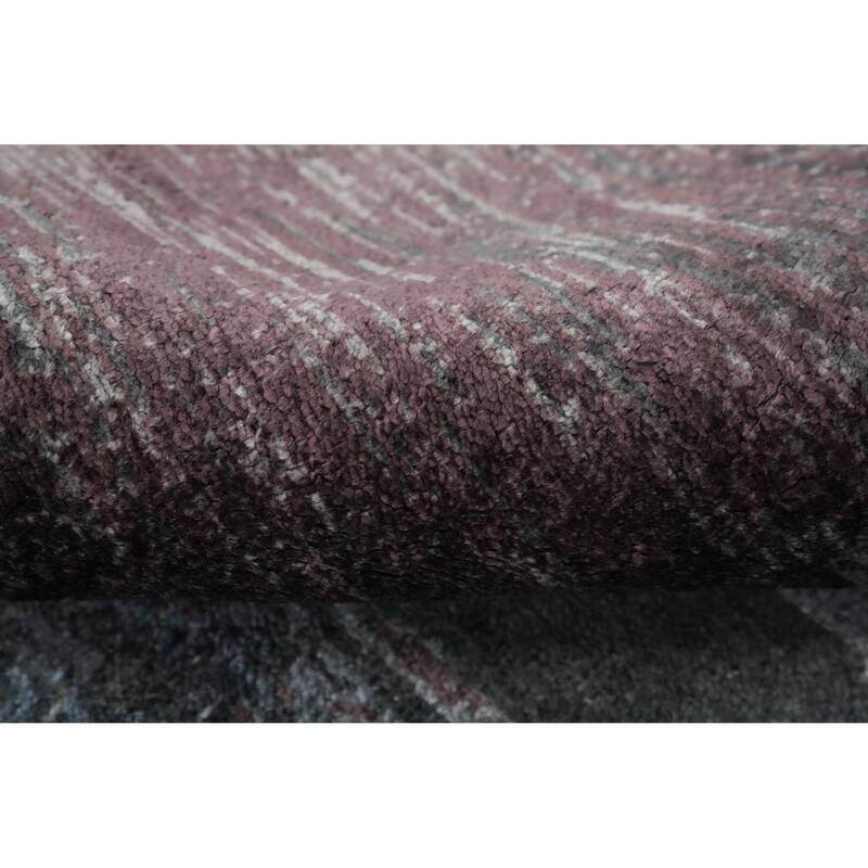 Hand Knotted Oriental Viscose Silk Carpet Modern Pictorial Multi-Colored Abstract Area Rug - 7' 9'' X 5' 8''