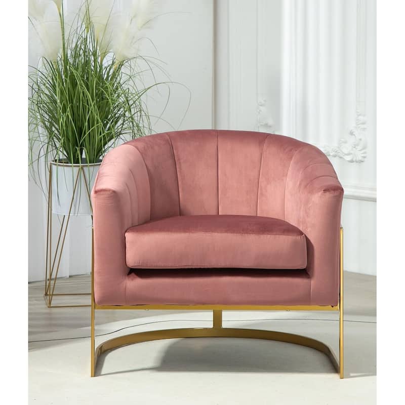 Modern Accent Armchair Luxury Gold Frame and Multi-colored Velvet Material Infuse Elegant Flair