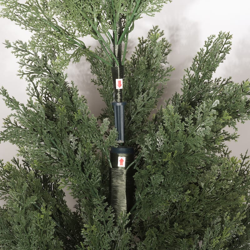 6FT Artificial Cypress Tree UV Resistant, Realistic Indoor Outdoor Fake Topiary Plant, Garden or Entryway Decoration, 1pc/set