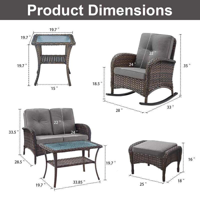 Pocassy Outdoor Loveseat Sofa with Table Funiture Set