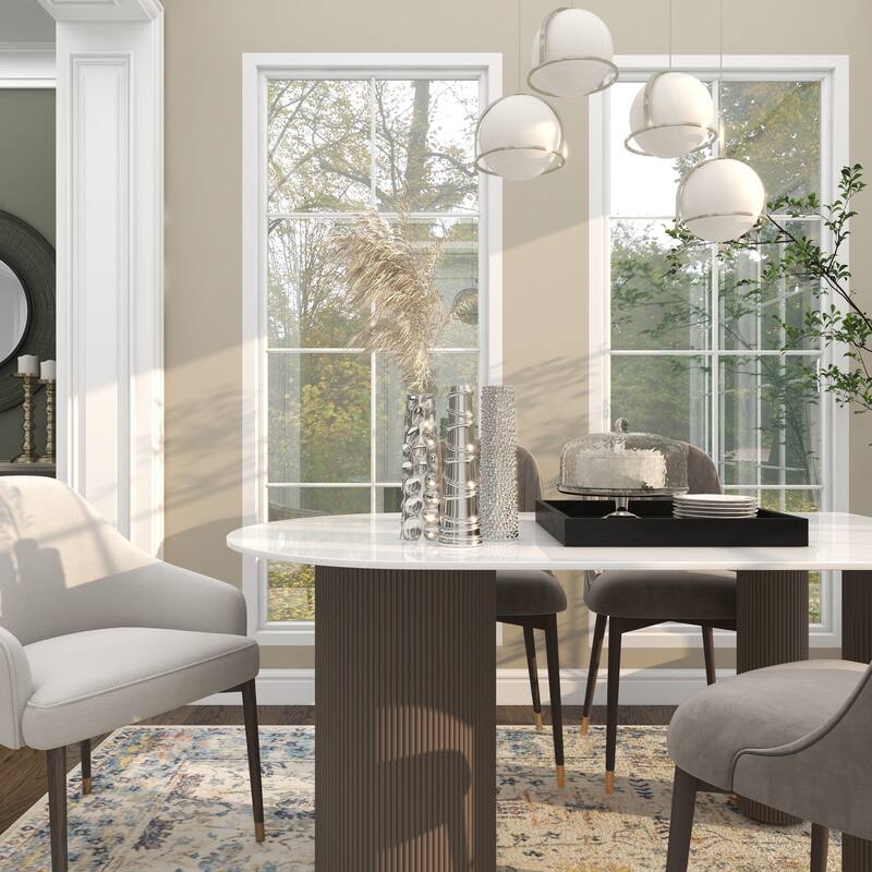 CosmoLiving by Cosmopolitan Sleek Ceramic Glam Vase with Varying Patterns (Set of 3) - Silver, Gold, Dark Blue, White