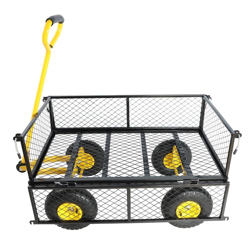 Multifunctional Garden Cart with Removable Side Panels, 550LBS Capacity