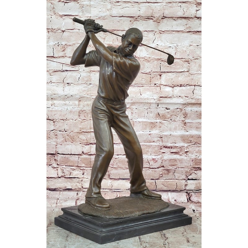 Bronze Golfer Sculpture – Golf Swing Figurine Statue For Home Or Office