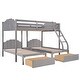 preview thumbnail 32 of 38, Simple Full Over Twin & Twin Triple Bunk Bed With Drawers and Guardrails
