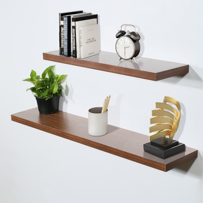 Alisa Set of 2 JD Walnut Floating Shelf - 31.5"/47.25"*9.25"*1.5" - JD Walnut - 31.5"/47.25"*9.25"*1.5"