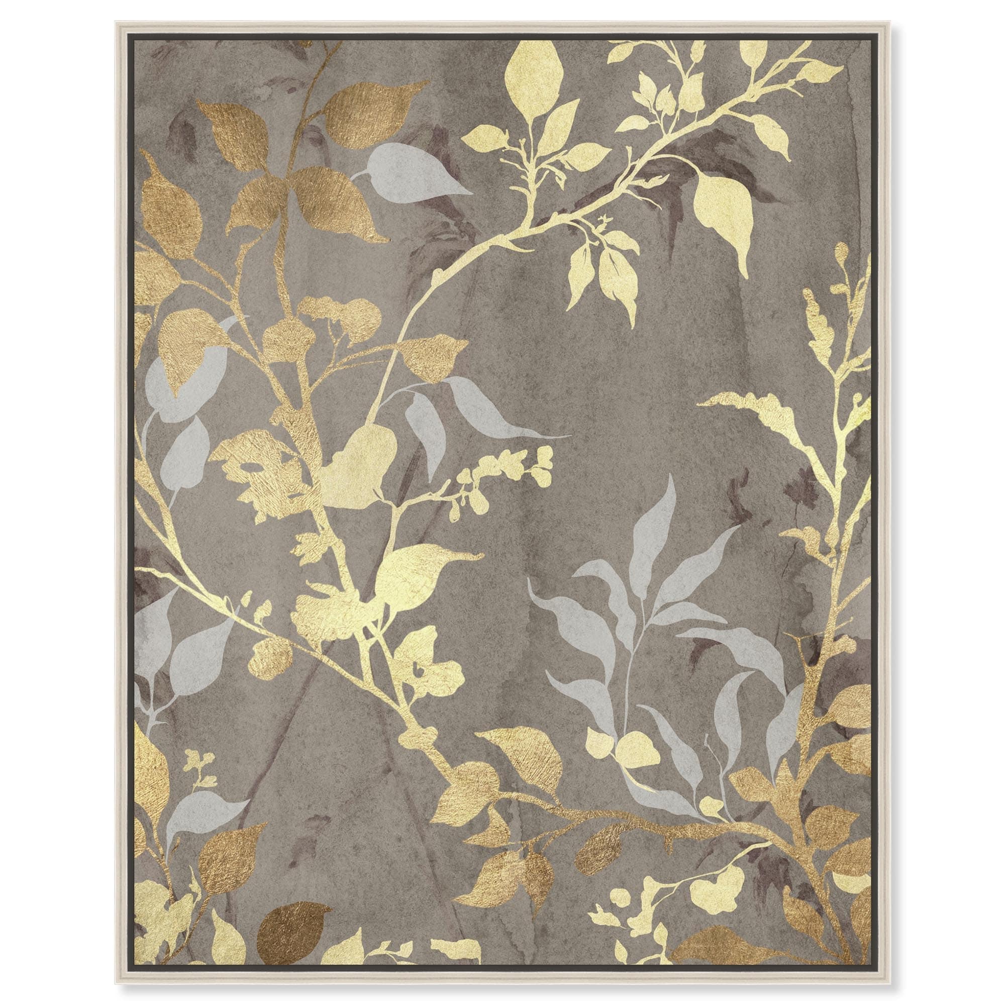 Luxe Botanicals Gold Floral Art Framed Canvas Print by Art Remedy
