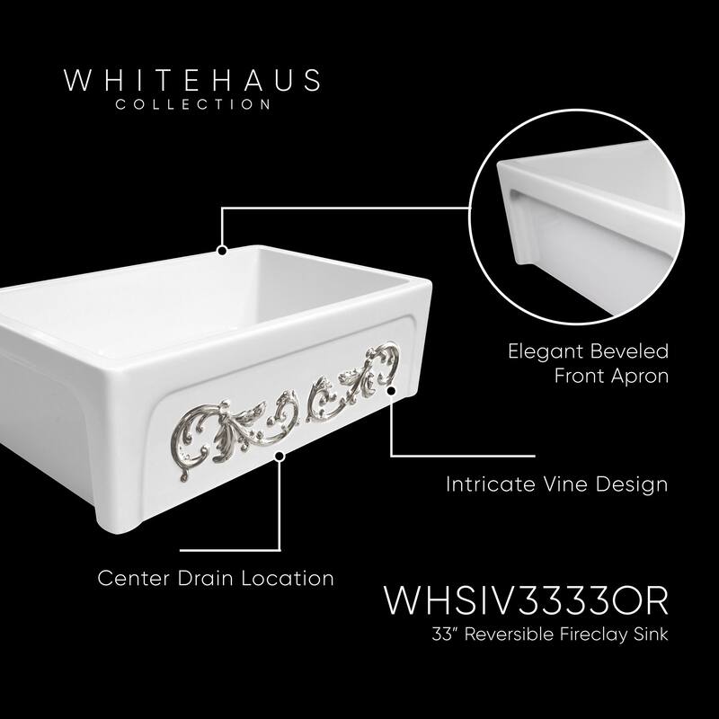 Whitehaus St. Ives Ornamental 33" Dual-Apron Reversible Farmhouse