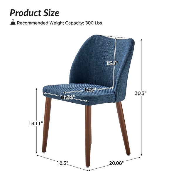 dimension image slide 4 of 9, HULALA HOME Melisa Upholstered Solid Wood Dining Chair Set of 6