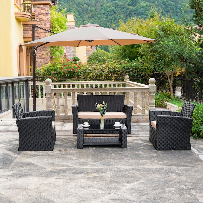 Grandview Outdoor 4-piece Grey Wicker Conversation Set