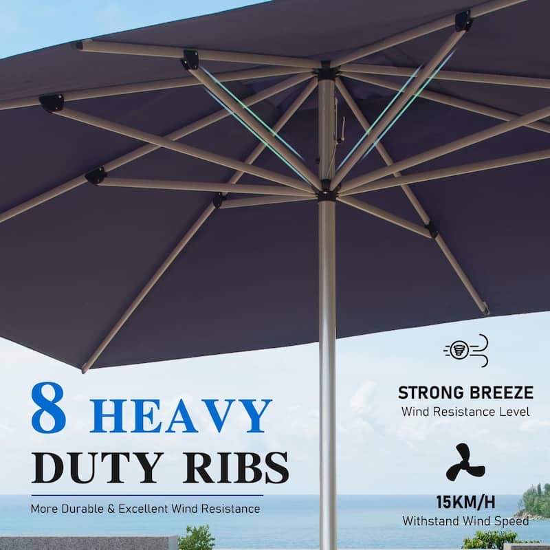 Rectangle Patio Umbrella With Crank Lift And Tilt Function,Beige(Base Not Included)