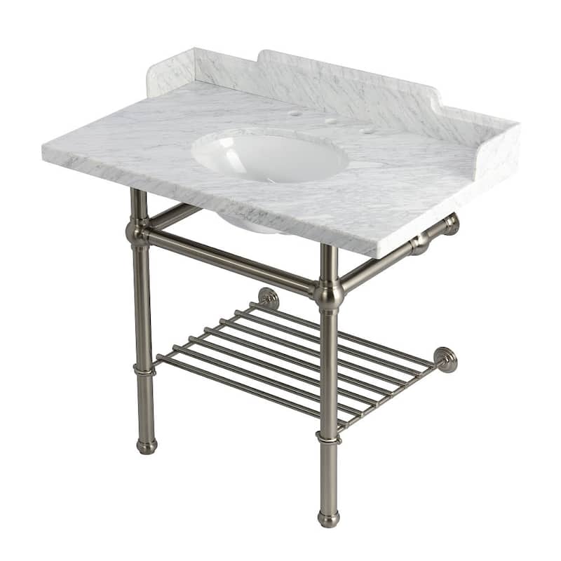 Kingston Brass LMS3630MBB-P-SET Pemberton 36" Rectangular Brass, - Marble White / Brushed Nickel