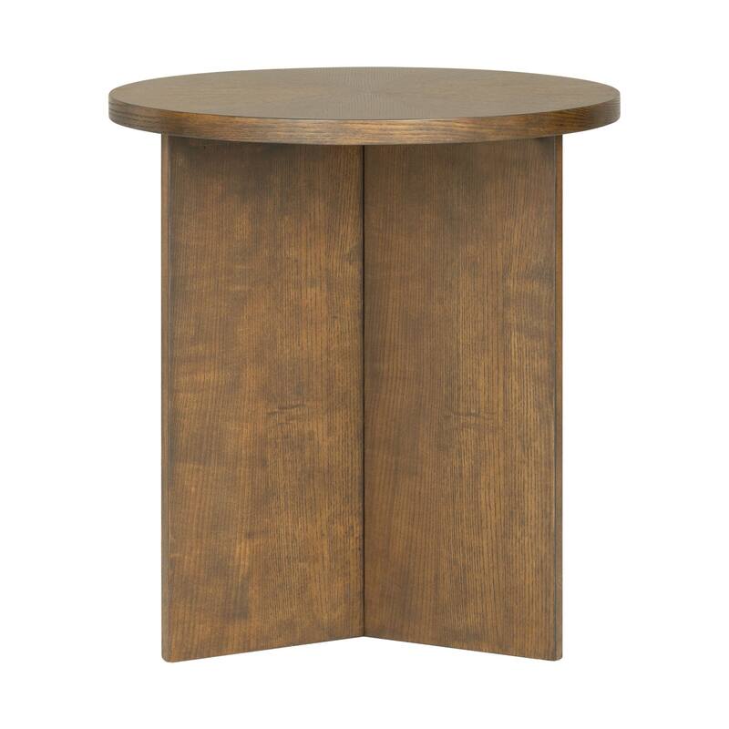 Roomfitters Sadie Accent Table, Round Wood Side Table with Sculptural Base for Living Room or Bedroom