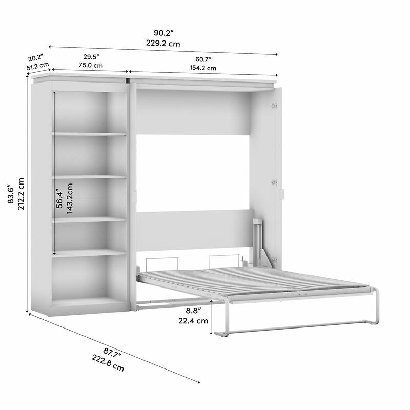 Orion Full Murphy Bed with Shelves (91W) by Bestar