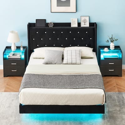 Platform Floating Bed Frame with LED Lights