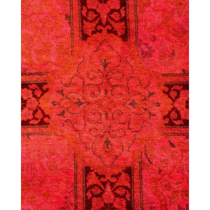 Overton Hand Knotted Wool Vintage Inspired Modern Contemporary Overdyed Pink Area Rug - 6' 2" x 9' 2"