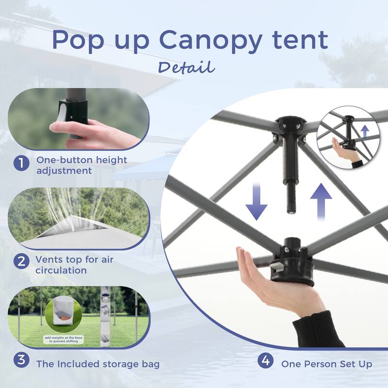 10' x 10' Pop Up Outdoor Canopy Tent Commercial Instant Reinforce Canopies with Wheel Carry Bag & Storage Pocket - 10x10'