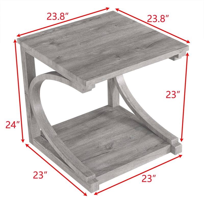 Unique Solid Wood Coffee Table with Storage Shelf