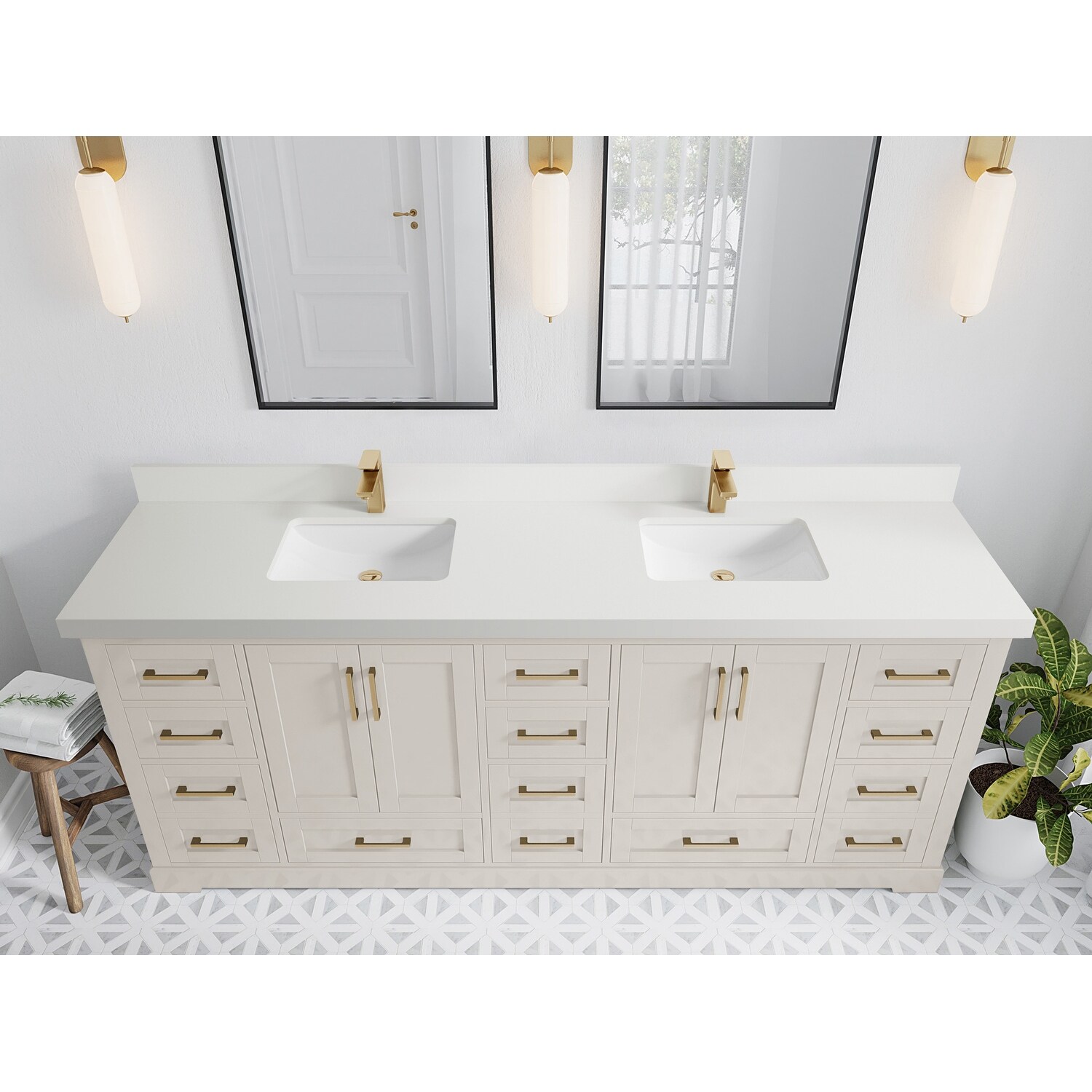 Willow Collections 84 in. W x 22 in. D Boston Double Bowl Sink Bathroom Vanity with Countertop