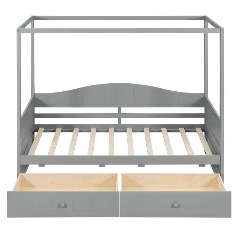 Roomfitters Twin Canopy Daybed with 2 Storage Drawers, Solid Wood Frame