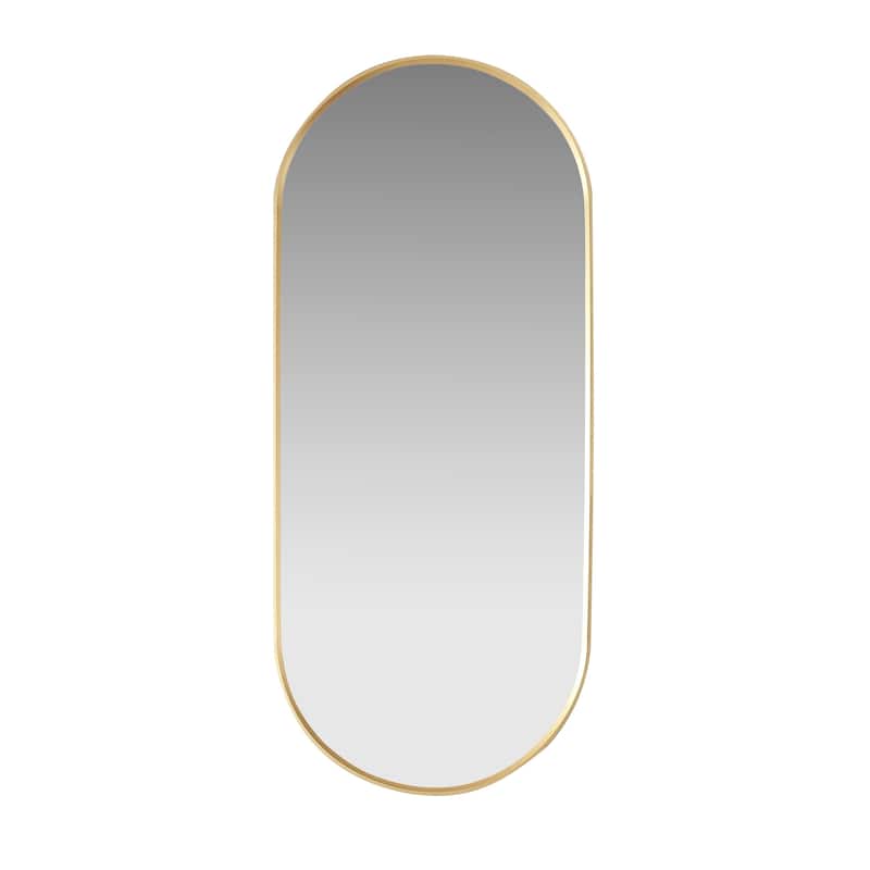 Miajadas Oval Aluminum Framed Wall Mount Mirror - 19.7 in. W x 45 in. H - Brushed Gold