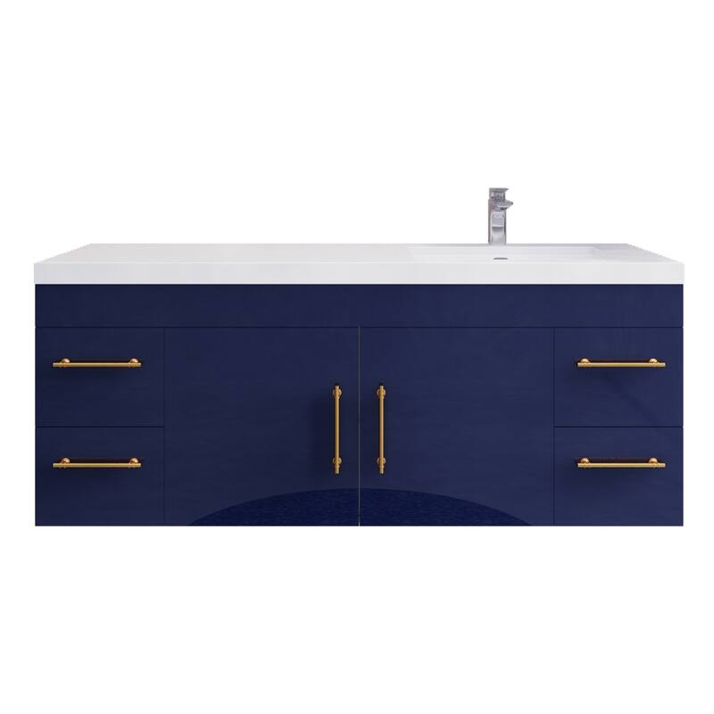 Eliza 60'' Wall Mounted Vanity with Single Sink on the Right