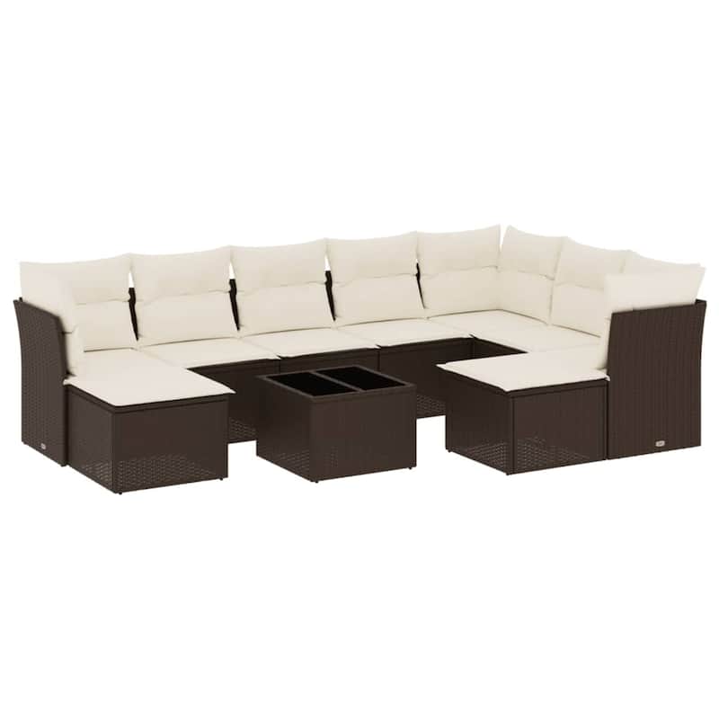 vidaXL Garden Sofa Set Brown, Cream White - 21.7 x 21.7 x 14.6