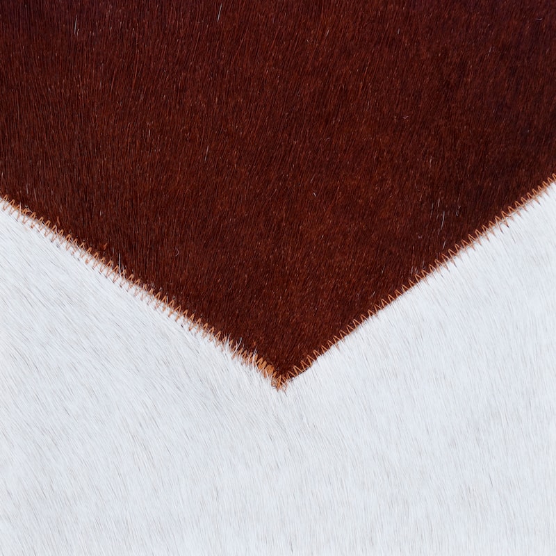Sevita Ivory/Brown Color Block Faux Leather Square Throw Pillow