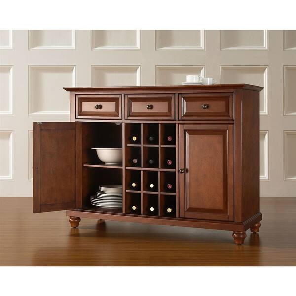 Shop Classic Cherry Wood Finish Dining Room Sideboard Buffet With Wine Storage On Sale Overstock 30682749