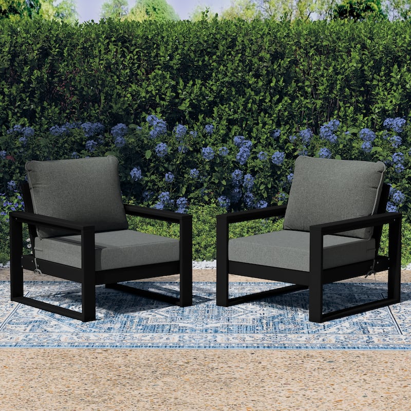 Endless Patio Deep Seating Club Chair with Black Frame (Set of 2)