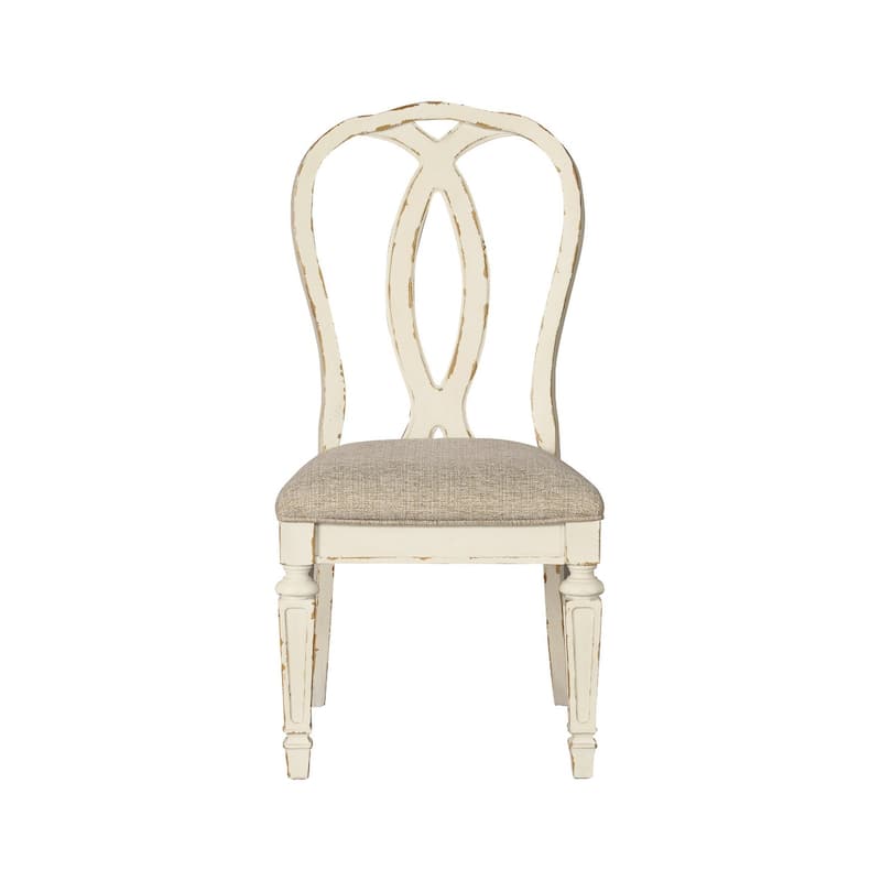 Signature Design By Ashley Realyn Dining Room Chair - Set of 2 - Chipped White - 19.5" W x 24" D x 40.38" H