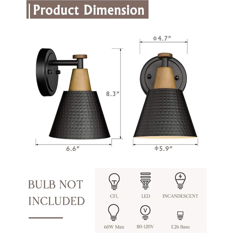 1-light wall lamps matte black fixture lights metal bedroom light