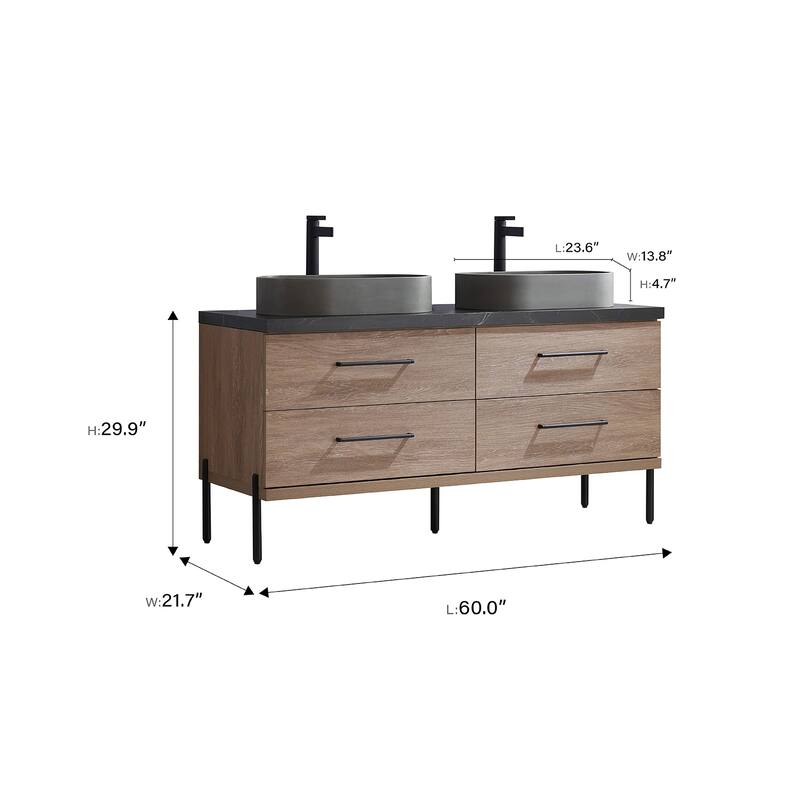 Trento Bath Vanity with Sintered Stone Top with Concrete Sink (O)