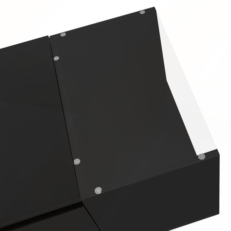 Modern Center Table with High-Gloss Finish and Glass Tabletop