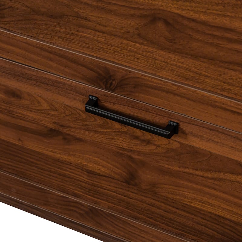 Anmytek Double Drawer File Cabinet Locking Storage Walnut Finish Office Home Cabinet