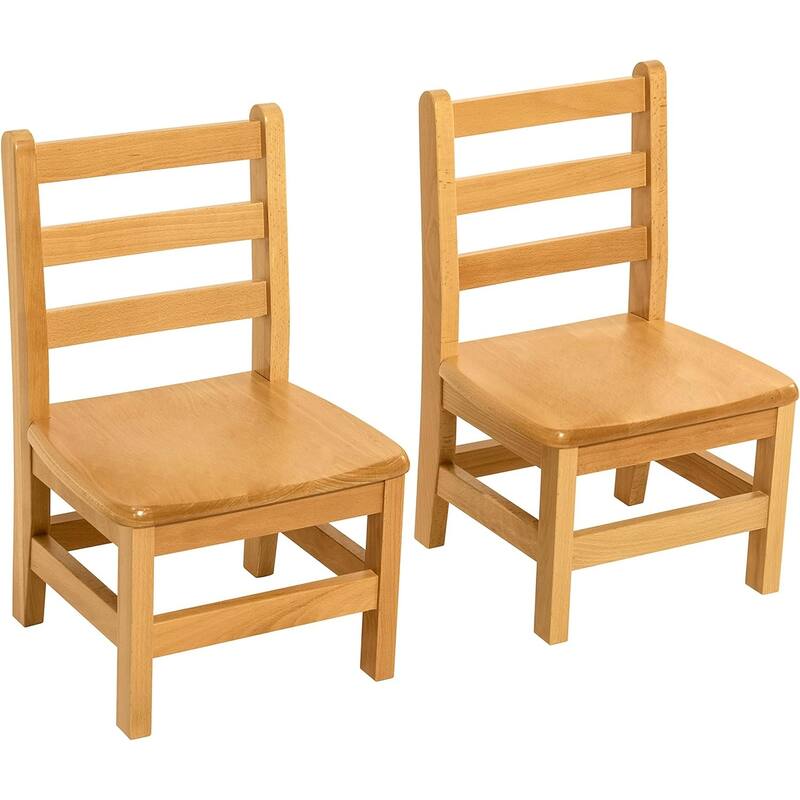 RRI Goods Ladderback Kids Chair, Classroom Seating Toddler Fully Assembled Beechwood Chair Set of 2 - Seat Height - 14"
