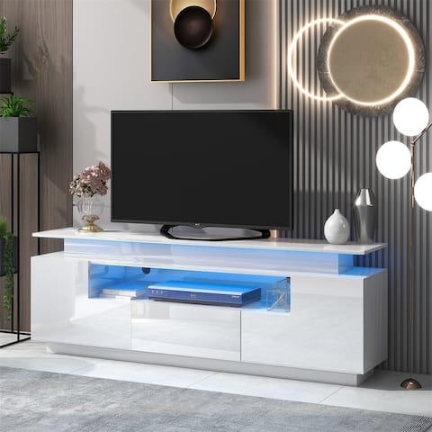 Merax Modern Functional TV stand with LED Lights for 75+ inch TV