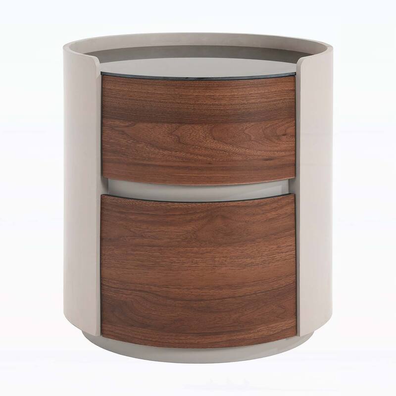 Retro Double Storage Round Side Table for Versatile Home Decor - Brown+Gray
