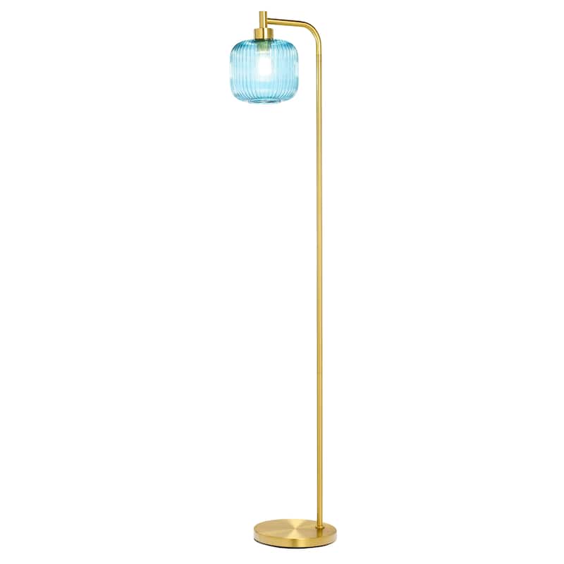 Frederick River of Goods Gold Metal and Glass Candlestick Floor Lamp - Blue