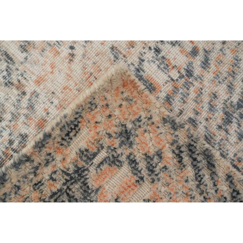 Hand Knotted Oriental Viscose Silk Carpet Modern Abstract Multi-Colored Abstract Area Rug - 8' 0'' X 6' 4''