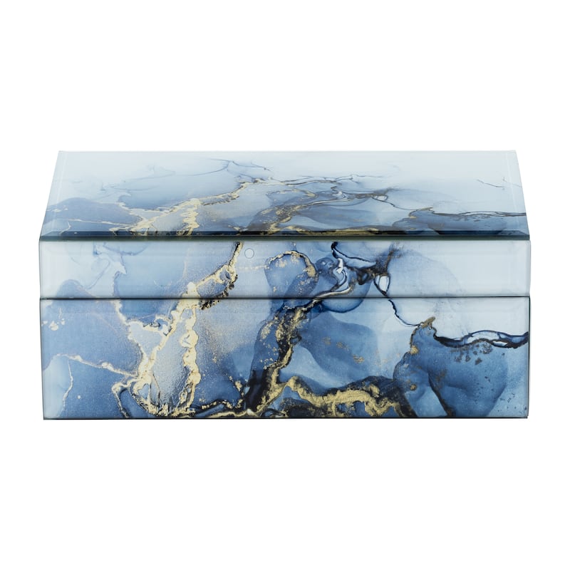 Modern Statement Decorative Box with Abstract Finish and Lid