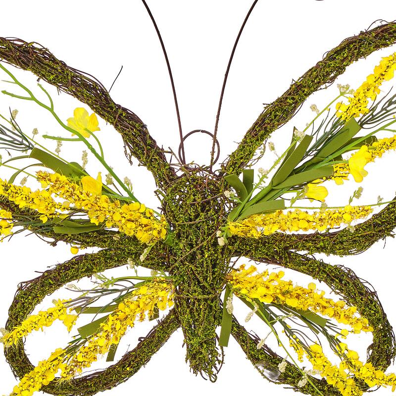 18" Floral Twig/Moss Butterfly Wreath