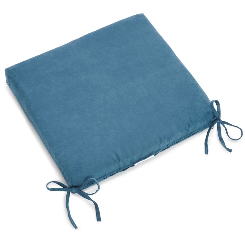 20-inch by 19-inch Microsuede Chair Cushion with Ties (Set of 1, 2, or 4) - Single - Teal