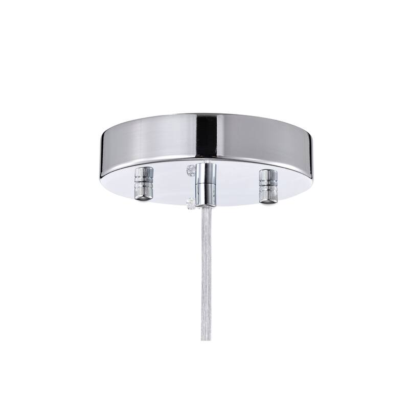 Chrome 1-Light Round Beaded Drum Pendant with Crystals