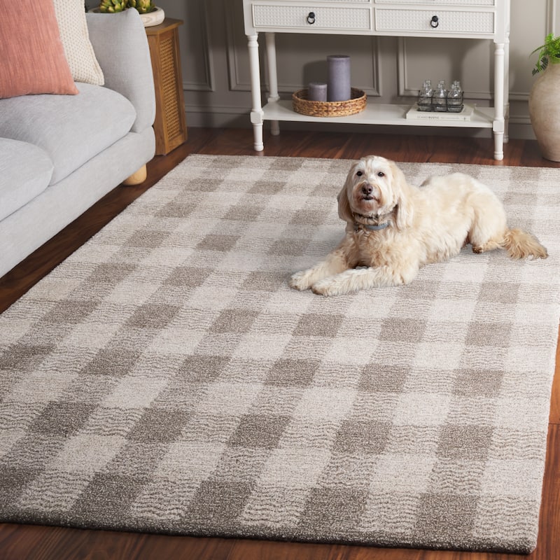 SAFAVIEH Handmade Genre Majlinda Farmhouse Gingham Wool Rug