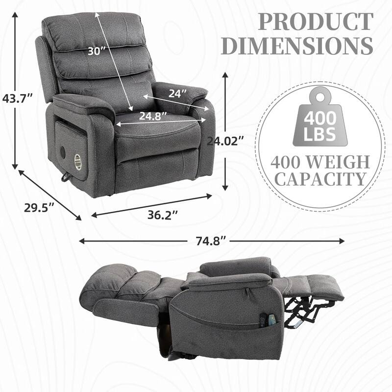 Deluxe Version Dual Motors Power Lift Recliner,Lay Flat 74.8 " Length,100% Polyester,Message/Heat,Eazy Assemble