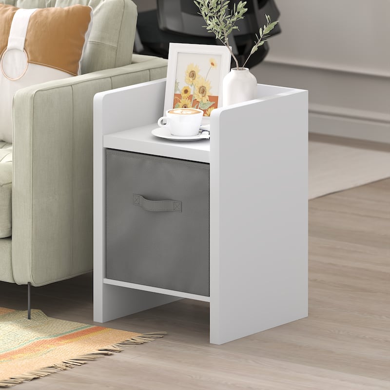 Furinno Viola End Table, Side Table with Storage Bins