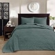 preview thumbnail 41 of 129, Madison Park Mansfield Reversible Oversized 3-piece Solid Texture Bedspread Quilt Set with Matching Shams Balsam Green - King