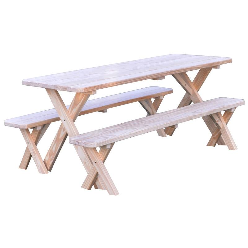 Pressure Treated Pine 6' Cross-Leg Picnic Table with 2 Benches
