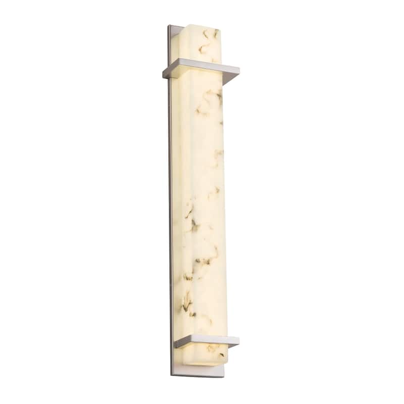 Justice Design LumenAria Monolith Brushed Nickel 36-inch LED Wall Sconce, Faux Alabaster Shade - Brushed Nickel